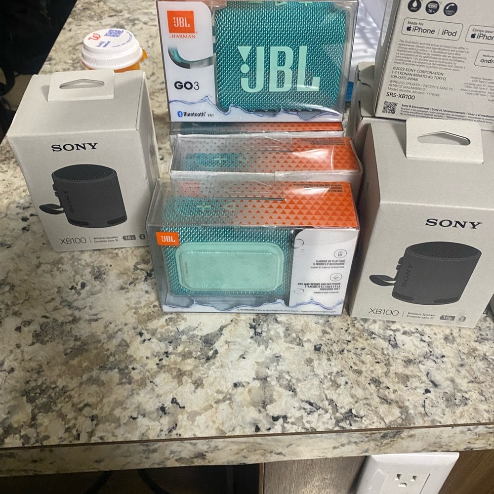 I have 11 Sony Bluetooth speakers and four JBL Bluetooth speakers brand new